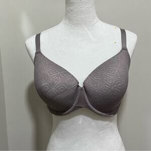Auden Gray Full-Coverage Underwire Bra with Floral Pattern Size 38DD